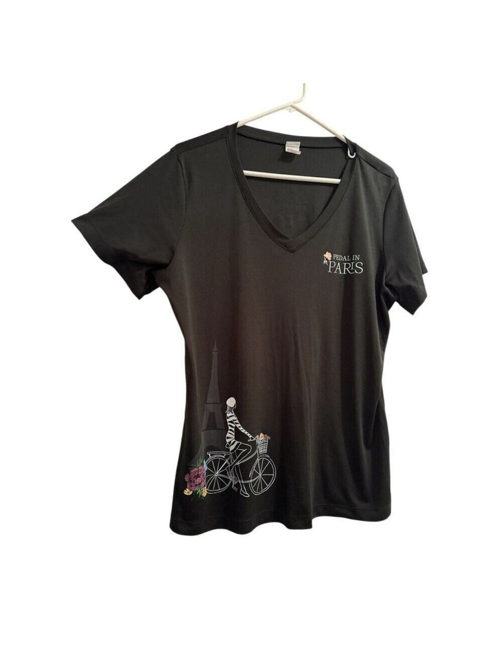 PARIS France Eiffel Tower Bicycle Shirt Activewear Womens XL Cycling Club